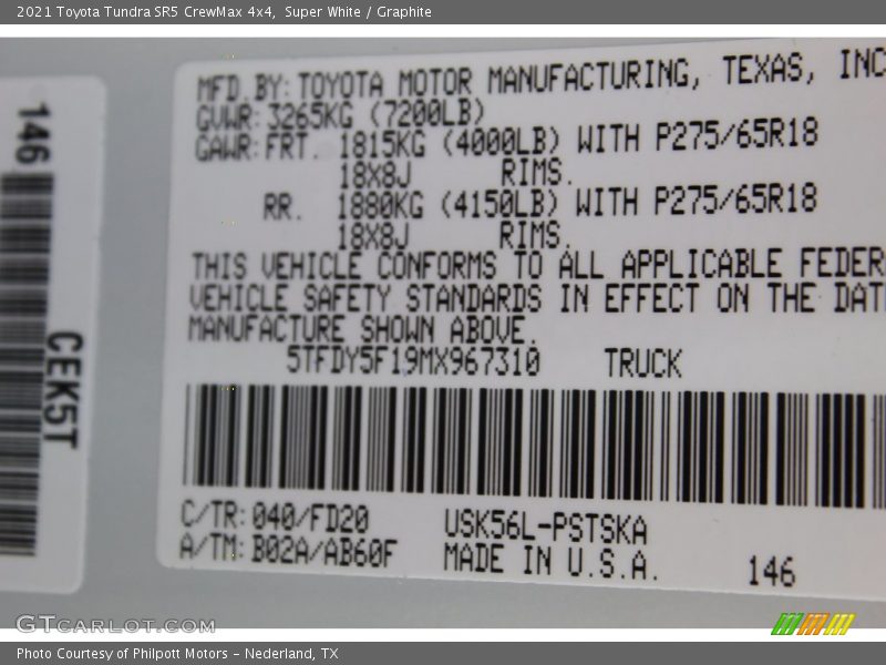 Super White / Graphite 2021 Toyota Tundra SR5 CrewMax 4x4