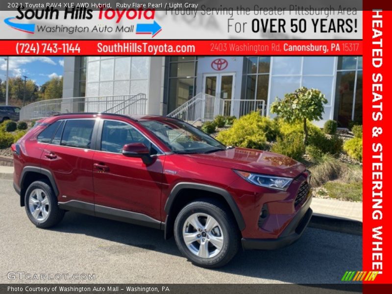 Ruby Flare Pearl / Light Gray 2021 Toyota RAV4 XLE AWD Hybrid