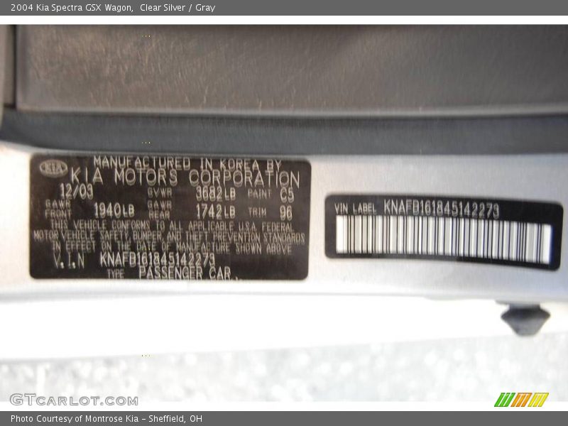 Clear Silver / Gray 2004 Kia Spectra GSX Wagon