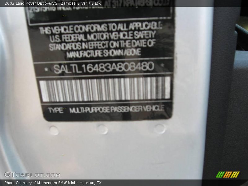 Zambezi Silver / Black 2003 Land Rover Discovery S