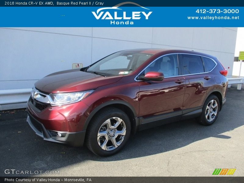 Basque Red Pearl II / Gray 2018 Honda CR-V EX AWD