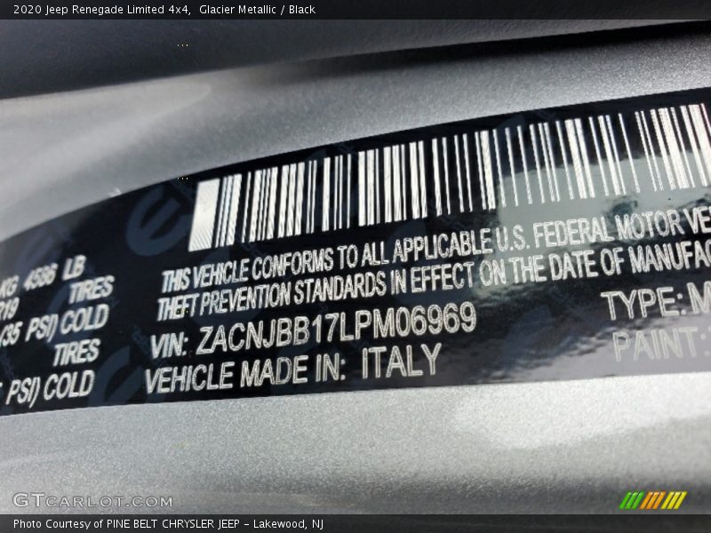 Glacier Metallic / Black 2020 Jeep Renegade Limited 4x4