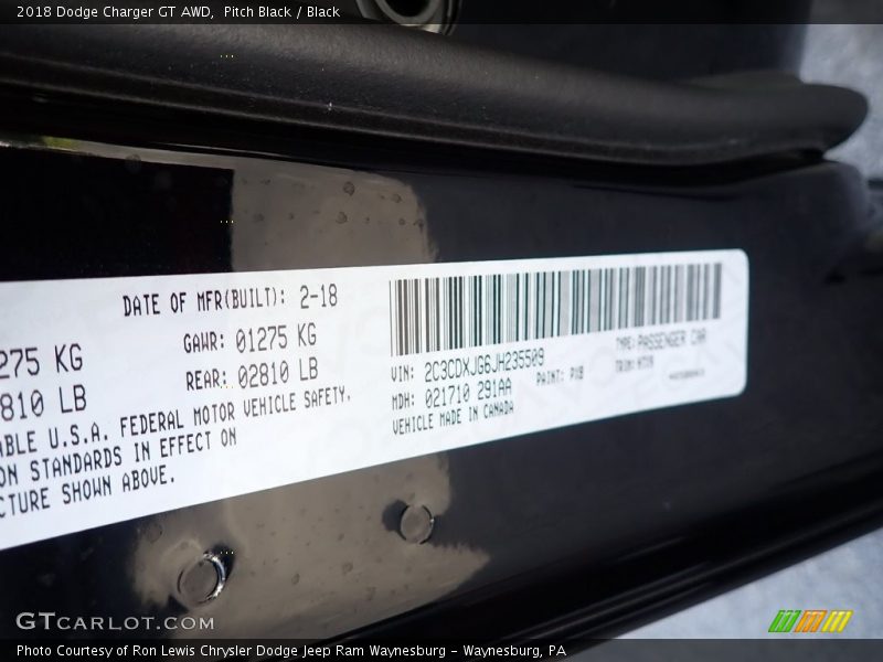 Pitch Black / Black 2018 Dodge Charger GT AWD