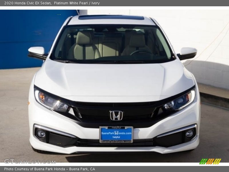 Platinum White Pearl / Ivory 2020 Honda Civic EX Sedan