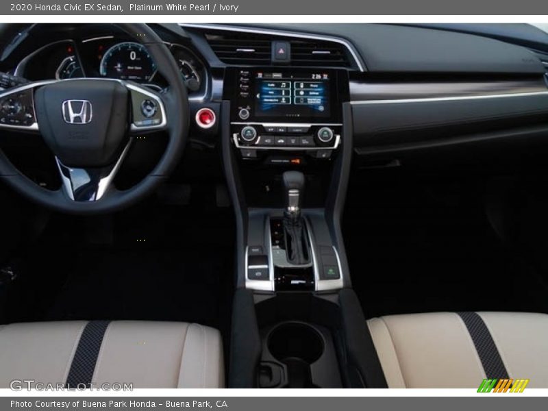 Platinum White Pearl / Ivory 2020 Honda Civic EX Sedan