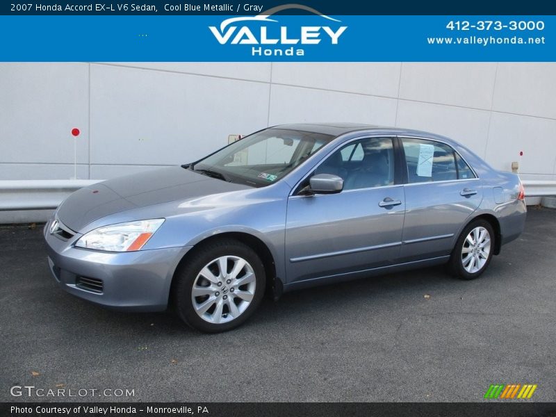 Cool Blue Metallic / Gray 2007 Honda Accord EX-L V6 Sedan