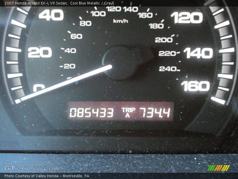 Cool Blue Metallic / Gray 2007 Honda Accord EX-L V6 Sedan