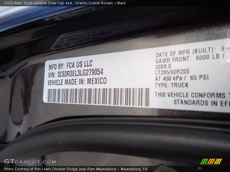Granite Crystal Metallic / Black 2020 Ram 3500 Laramie Crew Cab 4x4