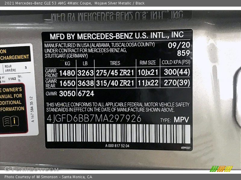 2021 GLE 53 AMG 4Matic Coupe Mojave Silver Metallic Color Code 859