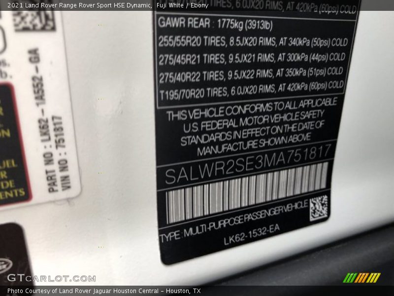 Fuji White / Ebony 2021 Land Rover Range Rover Sport HSE Dynamic