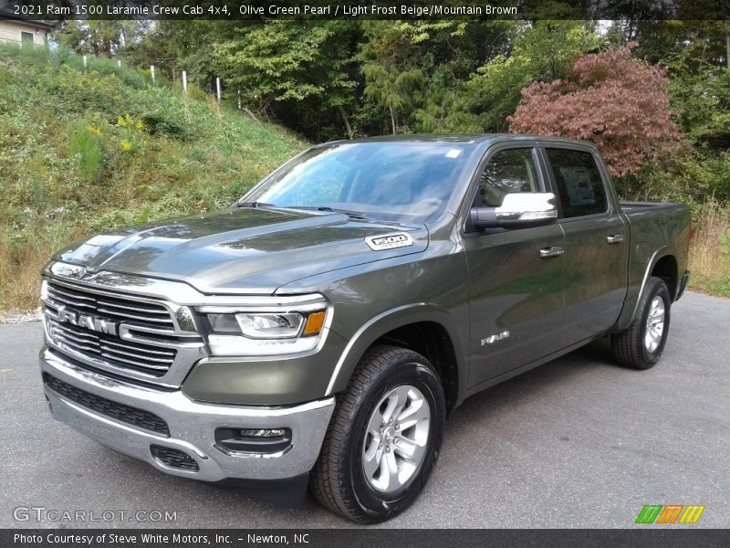 Olive Green Pearl / Light Frost Beige/Mountain Brown 2021 Ram 1500 Laramie Crew Cab 4x4