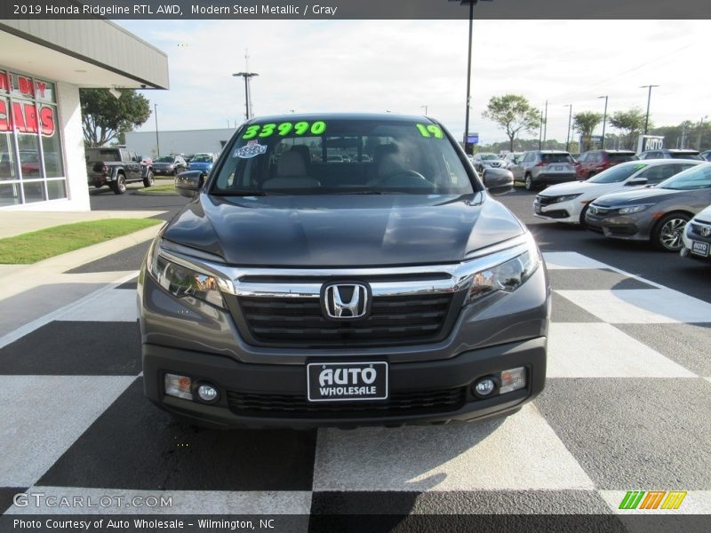 Modern Steel Metallic / Gray 2019 Honda Ridgeline RTL AWD
