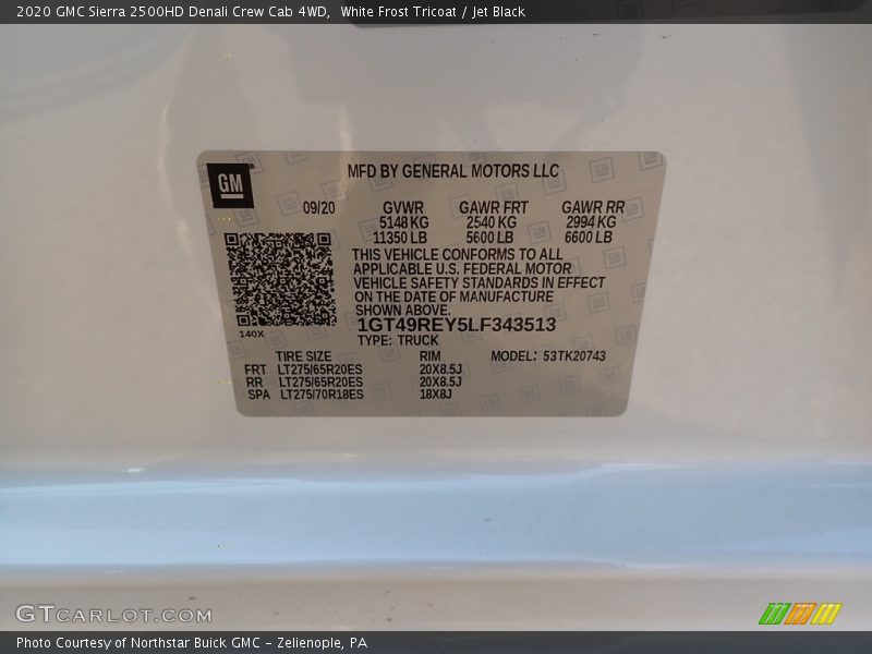 White Frost Tricoat / Jet Black 2020 GMC Sierra 2500HD Denali Crew Cab 4WD