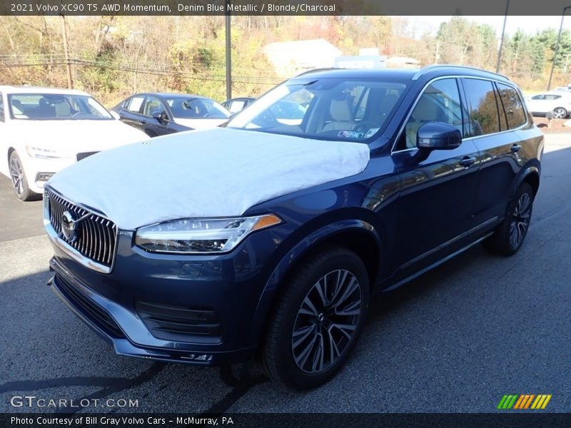 Denim Blue Metallic / Blonde/Charcoal 2021 Volvo XC90 T5 AWD Momentum