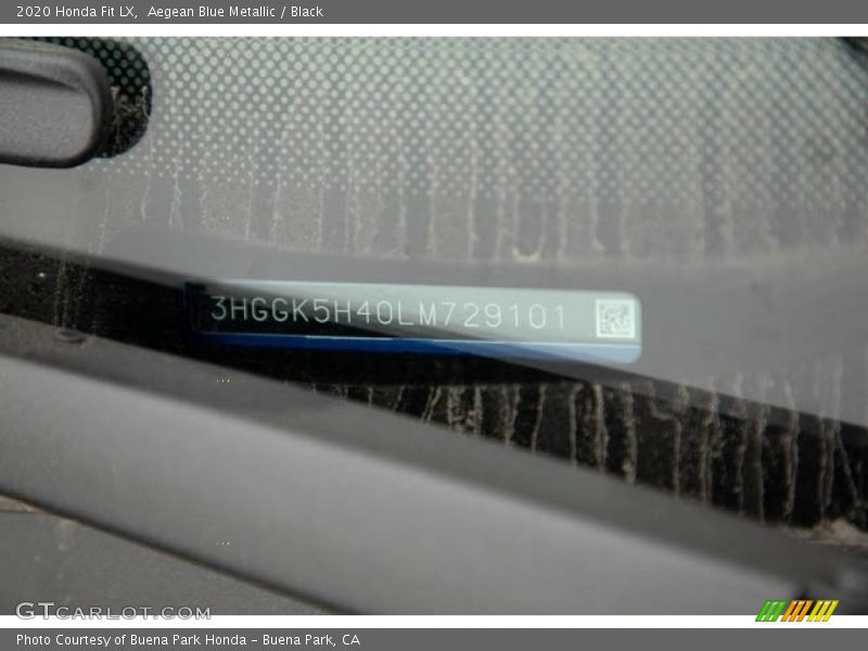 Aegean Blue Metallic / Black 2020 Honda Fit LX