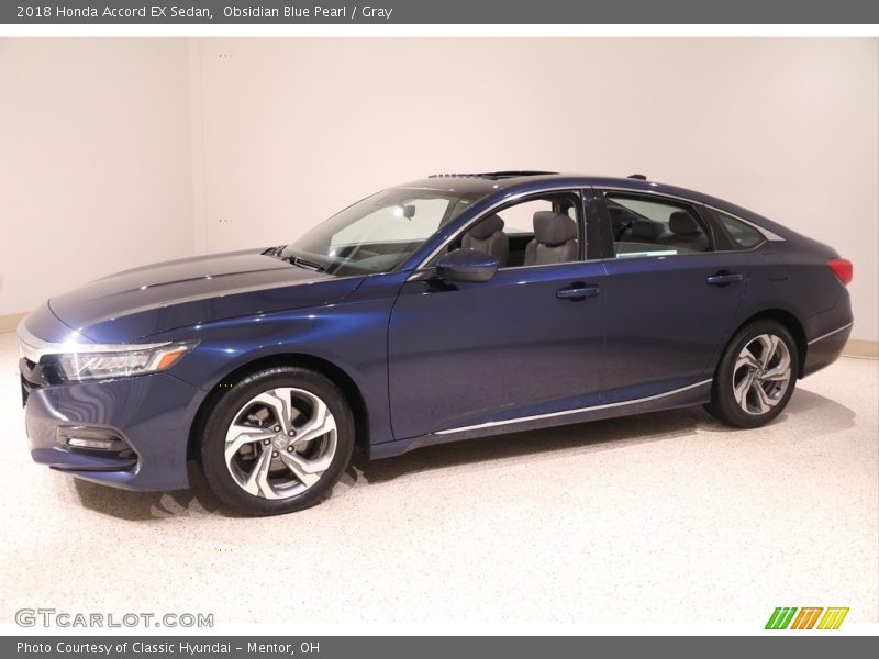 Obsidian Blue Pearl / Gray 2018 Honda Accord EX Sedan