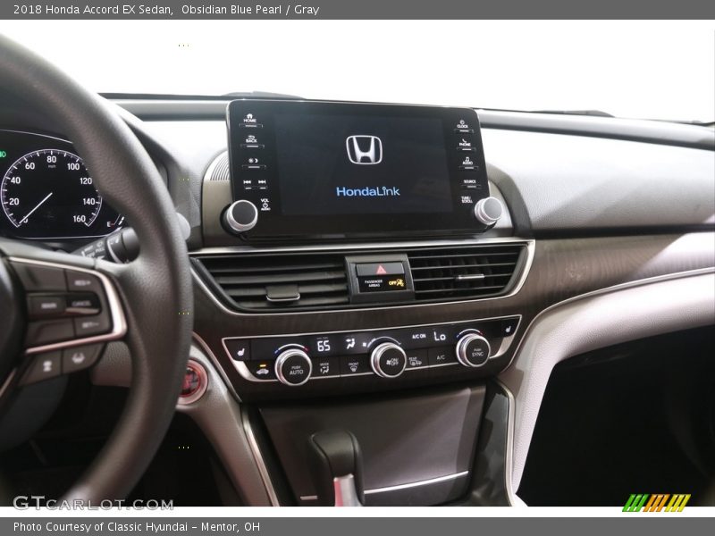 Obsidian Blue Pearl / Gray 2018 Honda Accord EX Sedan