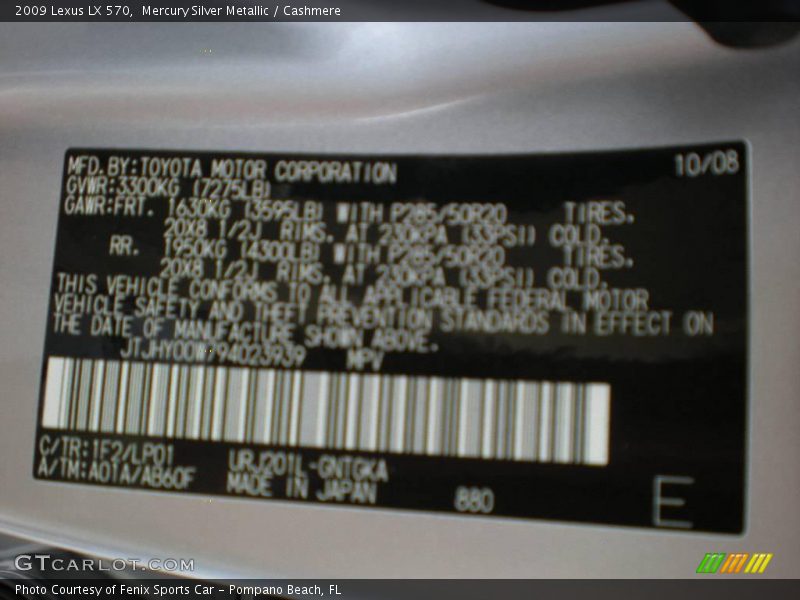 Mercury Silver Metallic / Cashmere 2009 Lexus LX 570