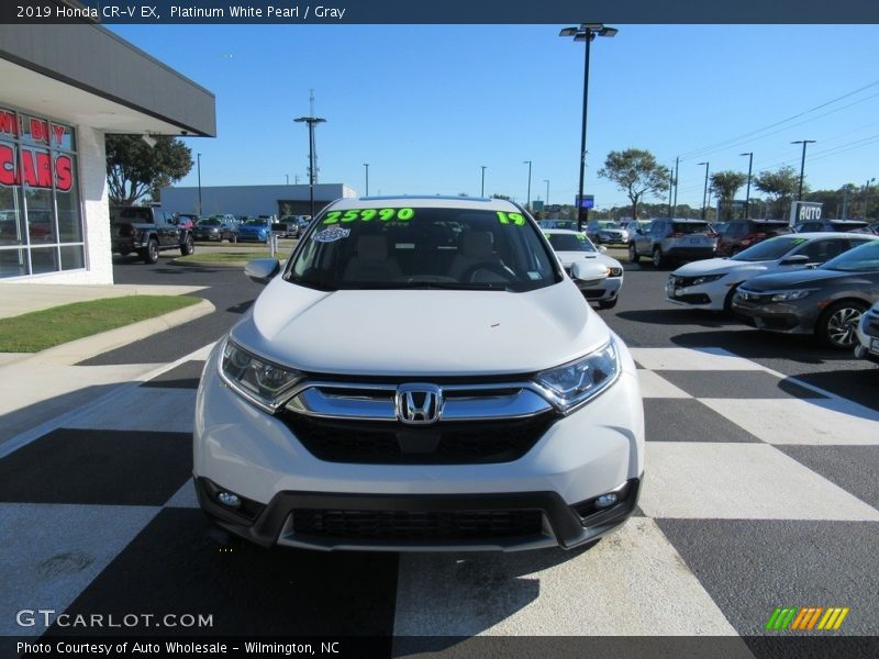 Platinum White Pearl / Gray 2019 Honda CR-V EX