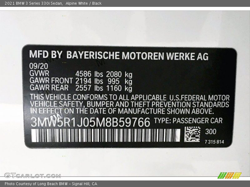 Alpine White / Black 2021 BMW 3 Series 330i Sedan