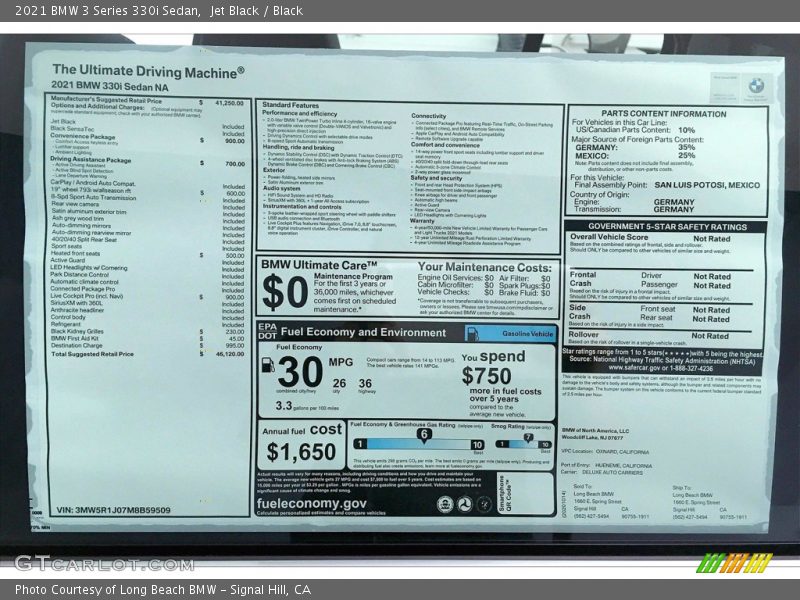 Jet Black / Black 2021 BMW 3 Series 330i Sedan