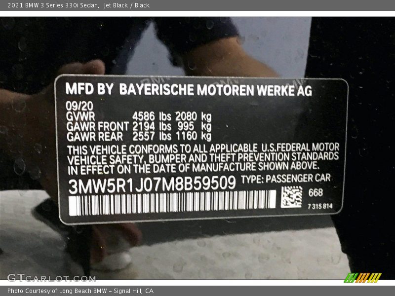 Jet Black / Black 2021 BMW 3 Series 330i Sedan