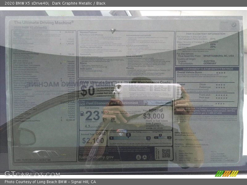 Dark Graphite Metallic / Black 2020 BMW X5 sDrive40i