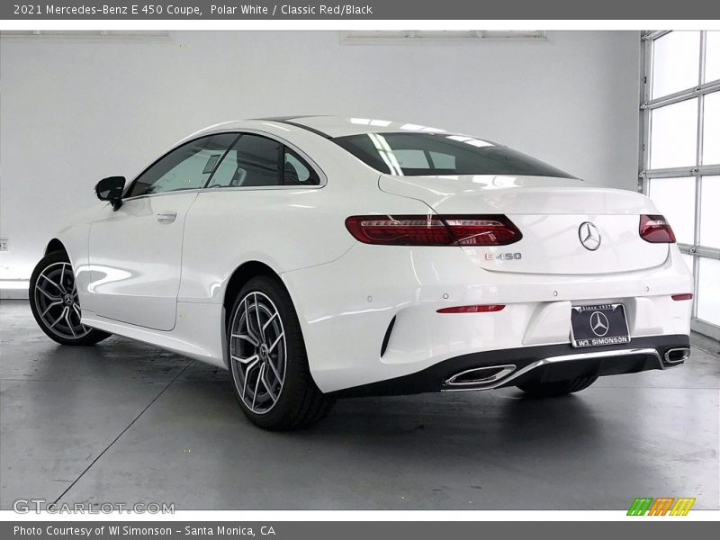 Polar White / Classic Red/Black 2021 Mercedes-Benz E 450 Coupe