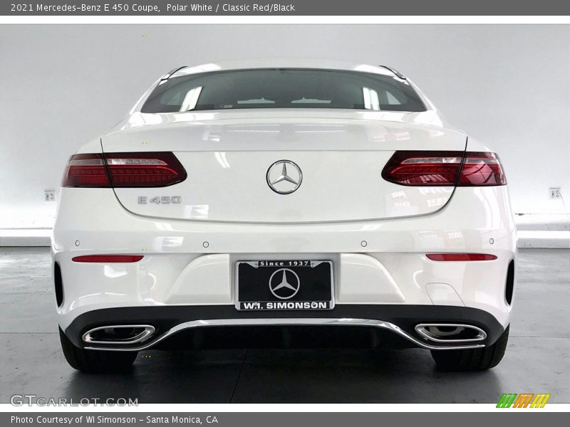 Polar White / Classic Red/Black 2021 Mercedes-Benz E 450 Coupe