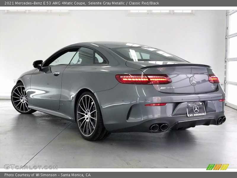 Selenite Gray Metallic / Classic Red/Black 2021 Mercedes-Benz E 53 AMG 4Matic Coupe