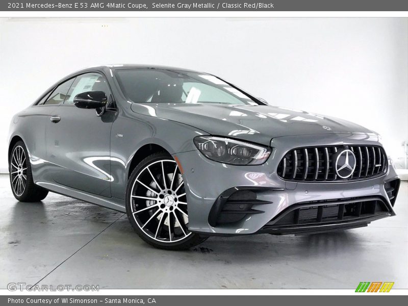 Selenite Gray Metallic / Classic Red/Black 2021 Mercedes-Benz E 53 AMG 4Matic Coupe