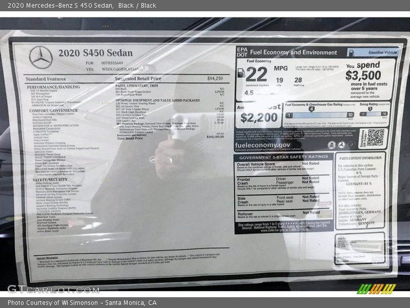 Black / Black 2020 Mercedes-Benz S 450 Sedan