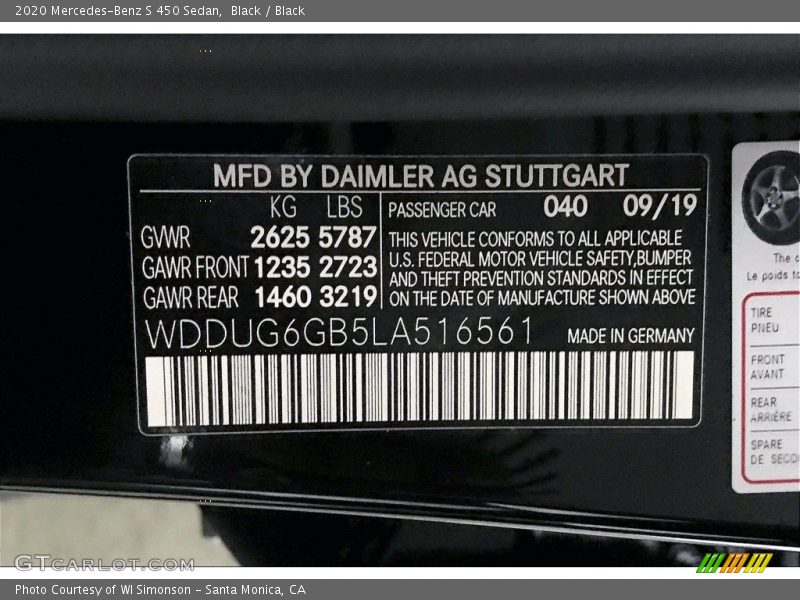 Black / Black 2020 Mercedes-Benz S 450 Sedan