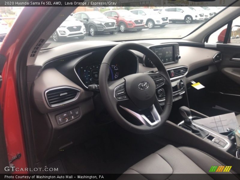 Lava Orange / Espresso/Gray 2020 Hyundai Santa Fe SEL AWD