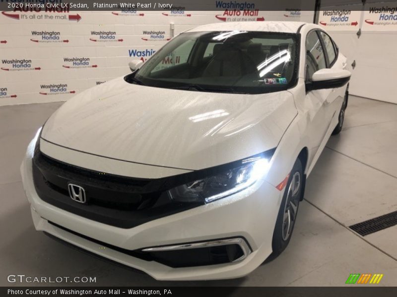 Platinum White Pearl / Ivory 2020 Honda Civic LX Sedan