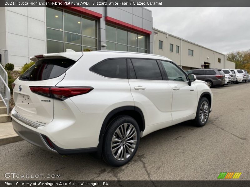 Blizzard White Pearl / Glazed Caramel 2021 Toyota Highlander Hybrid Platinum AWD