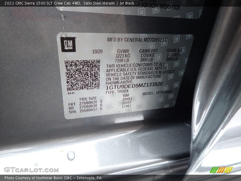 Satin Steel Metallic / Jet Black 2021 GMC Sierra 1500 SLT Crew Cab 4WD