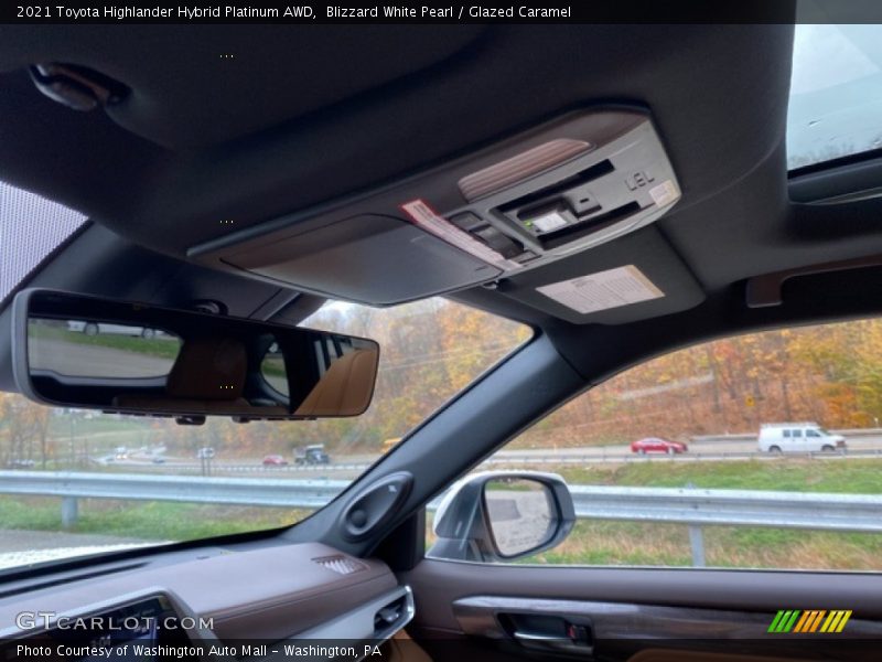 Blizzard White Pearl / Glazed Caramel 2021 Toyota Highlander Hybrid Platinum AWD