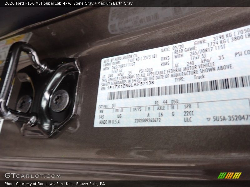 Stone Gray / Medium Earth Gray 2020 Ford F150 XLT SuperCab 4x4