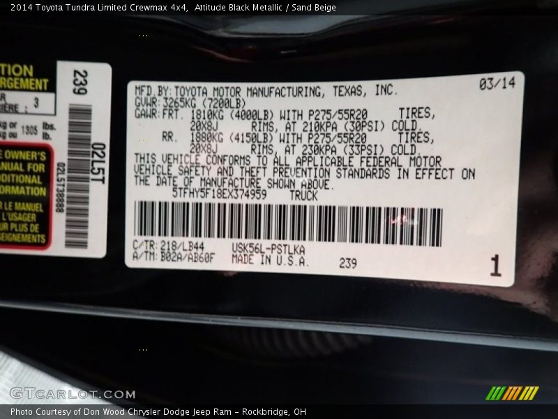 Attitude Black Metallic / Sand Beige 2014 Toyota Tundra Limited Crewmax 4x4