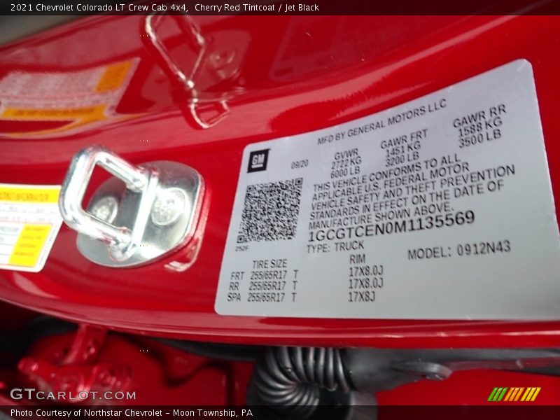 Cherry Red Tintcoat / Jet Black 2021 Chevrolet Colorado LT Crew Cab 4x4