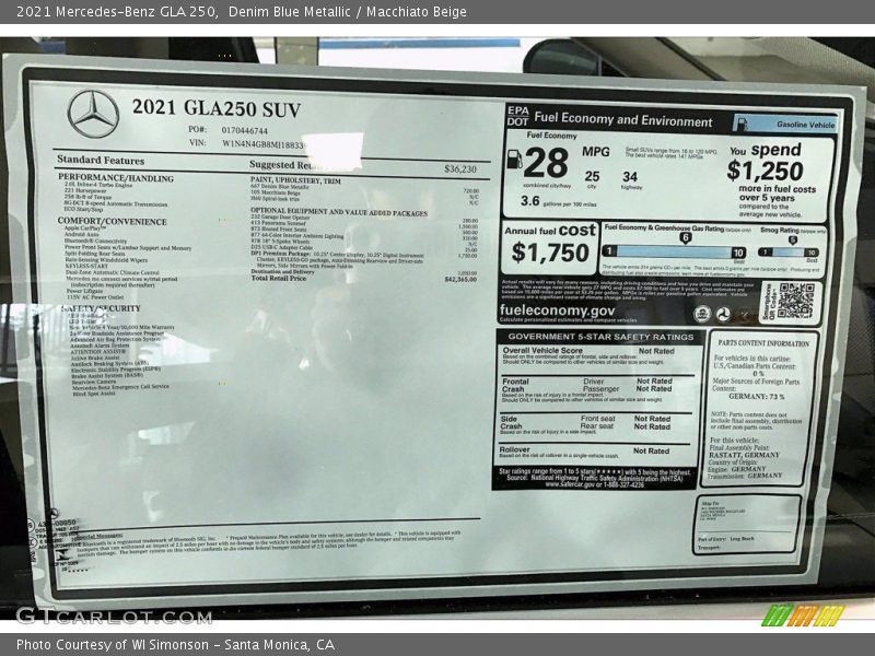 Denim Blue Metallic / Macchiato Beige 2021 Mercedes-Benz GLA 250