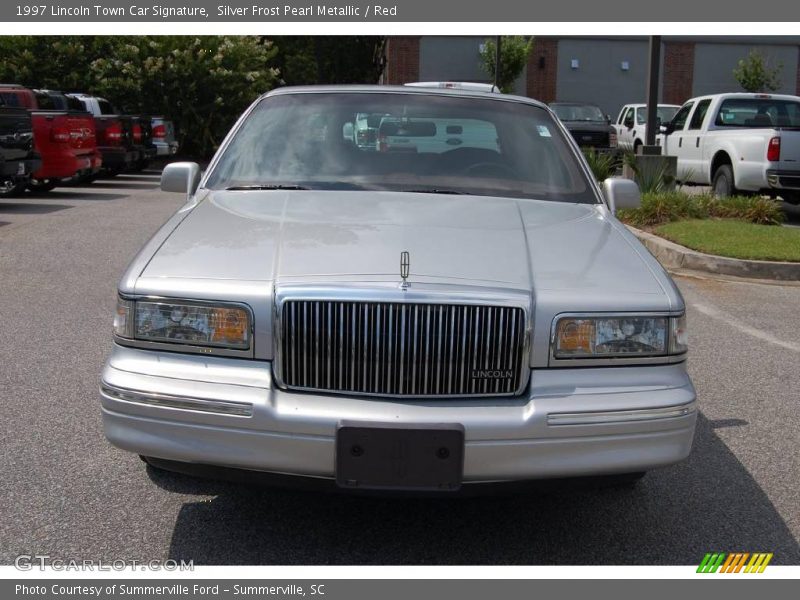 Silver Frost Pearl Metallic / Red 1997 Lincoln Town Car Signature