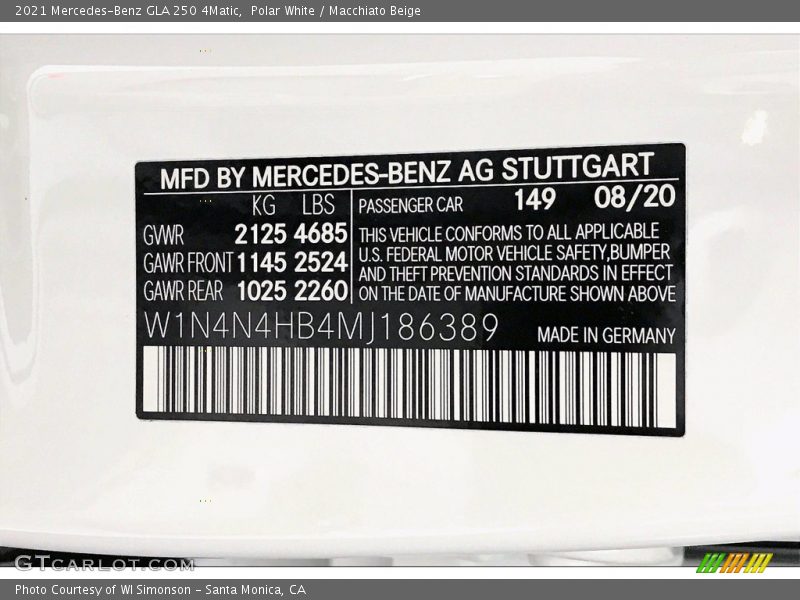 Polar White / Macchiato Beige 2021 Mercedes-Benz GLA 250 4Matic