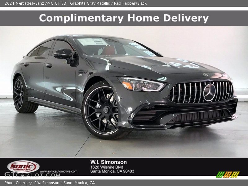 Graphite Gray Metallic / Red Pepper/Black 2021 Mercedes-Benz AMG GT 53