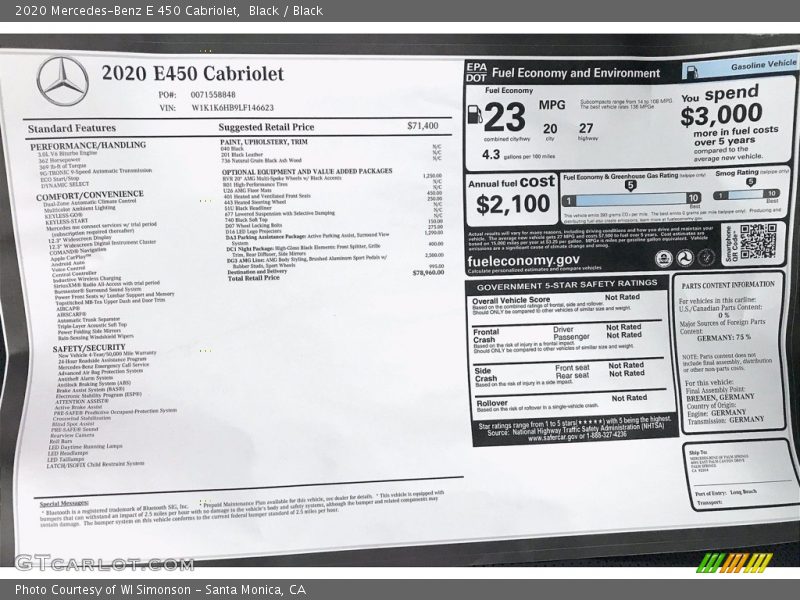 Black / Black 2020 Mercedes-Benz E 450 Cabriolet