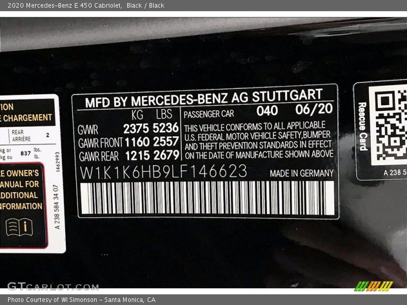 Black / Black 2020 Mercedes-Benz E 450 Cabriolet
