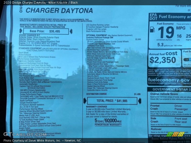White Knuckle / Black 2020 Dodge Charger Daytona