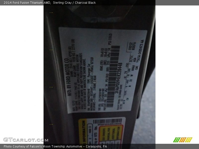 Sterling Gray / Charcoal Black 2014 Ford Fusion Titanium AWD