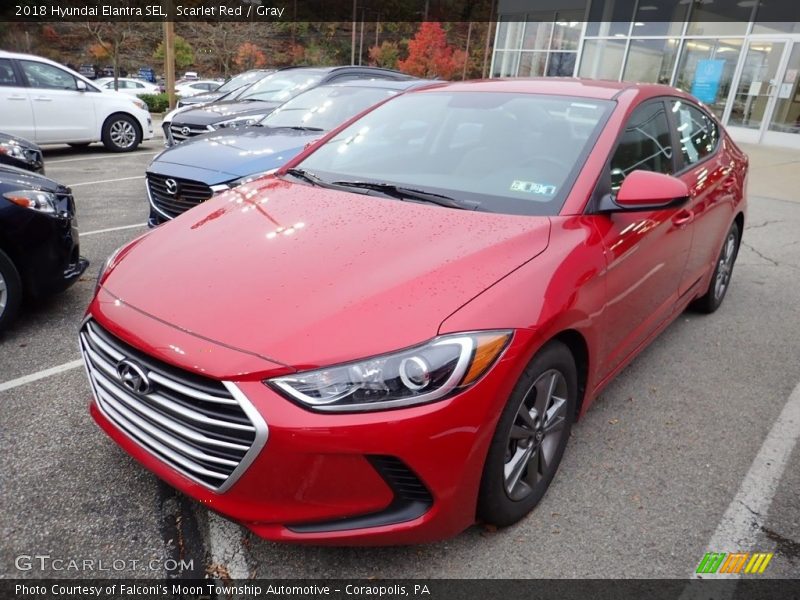 Scarlet Red / Gray 2018 Hyundai Elantra SEL